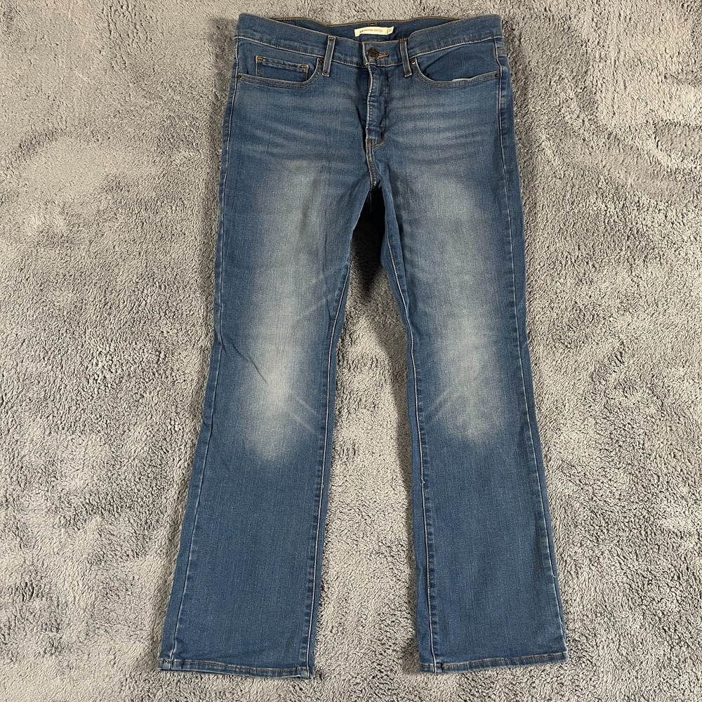Levi's 315 Shaping Bootcut Jeans Womens 32x30 Blue Denim Whiskered Faded Stretch